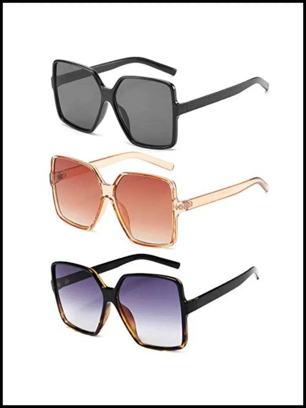 Oversized Square Sunglasses UV400 Protection Unisex Fashion Shades